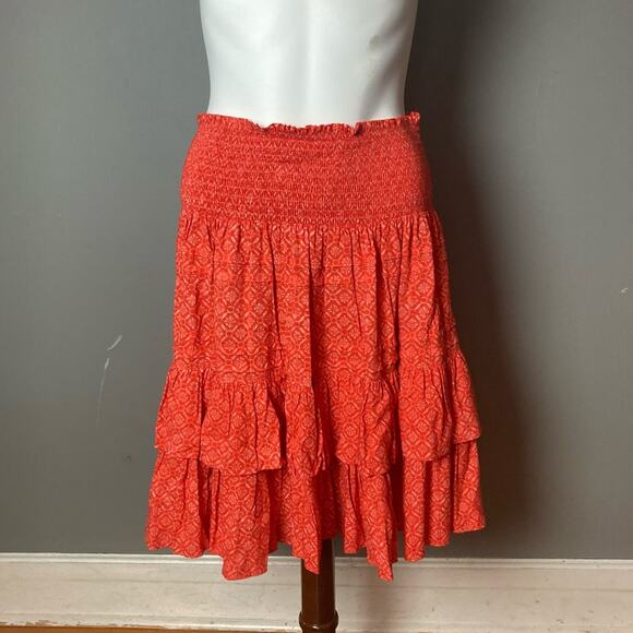 Lauren Ralph Lauren Skirt size 8 cottagecore western red tiered drop waist - Picture 2 of 9
